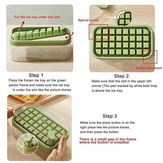 Silicone 2 Layer Ice Cube Tray With Storage Box & Ice Scoop