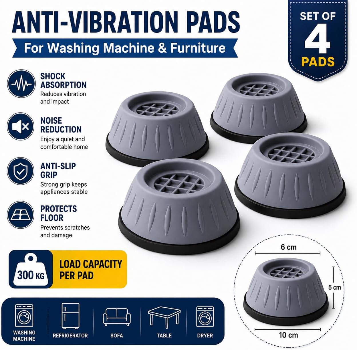 Anti-Vibration Pads For Washing Machine