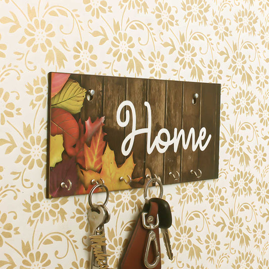 eCraftIndia Home Theme Wooden Key Holder with 6 Hooks